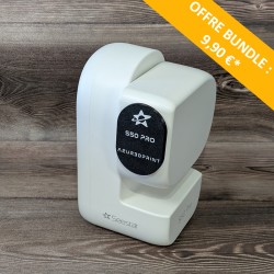 Cache-poussière ultra-plat magnétique en PETG noir monté sur l'optique du ZWO Seestar S50 Pro.